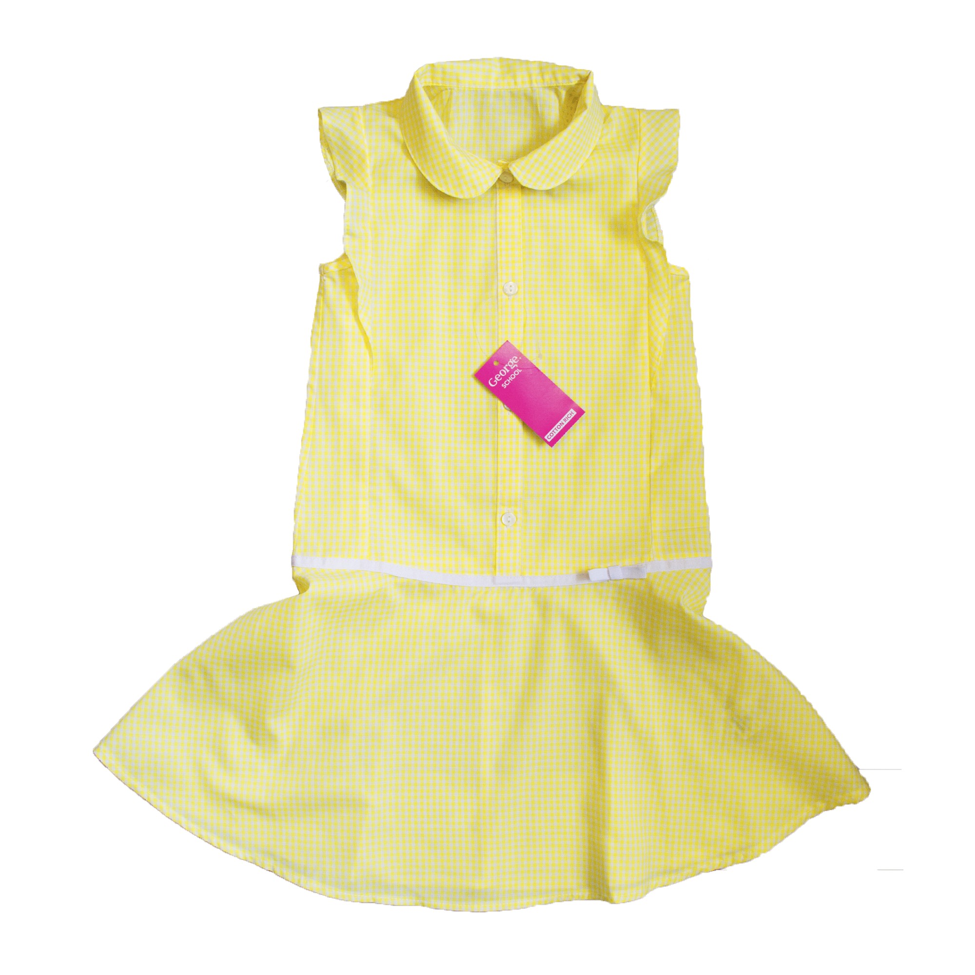 Платье для девочки ( 1 шт ) George жёлтое в клеточку с белым пояском и рукавчиком-рюшиком 8-9 лет (128-135см) 629 
Платье для девочки ( 1 шт ) George жёлтое в клеточку с белым пояском и рукавчиком-рюшиком 8-9 лет (128-135см) 629