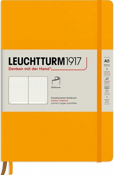 Блокнот Leuchtturm1917 Rising Colours м'який середній 14,5 х 21см в крапку Rising Sun
Блокнот Leuchtturm1917 Rising Colours м'який середній 14,5 х 21см в крапку Rising Sun