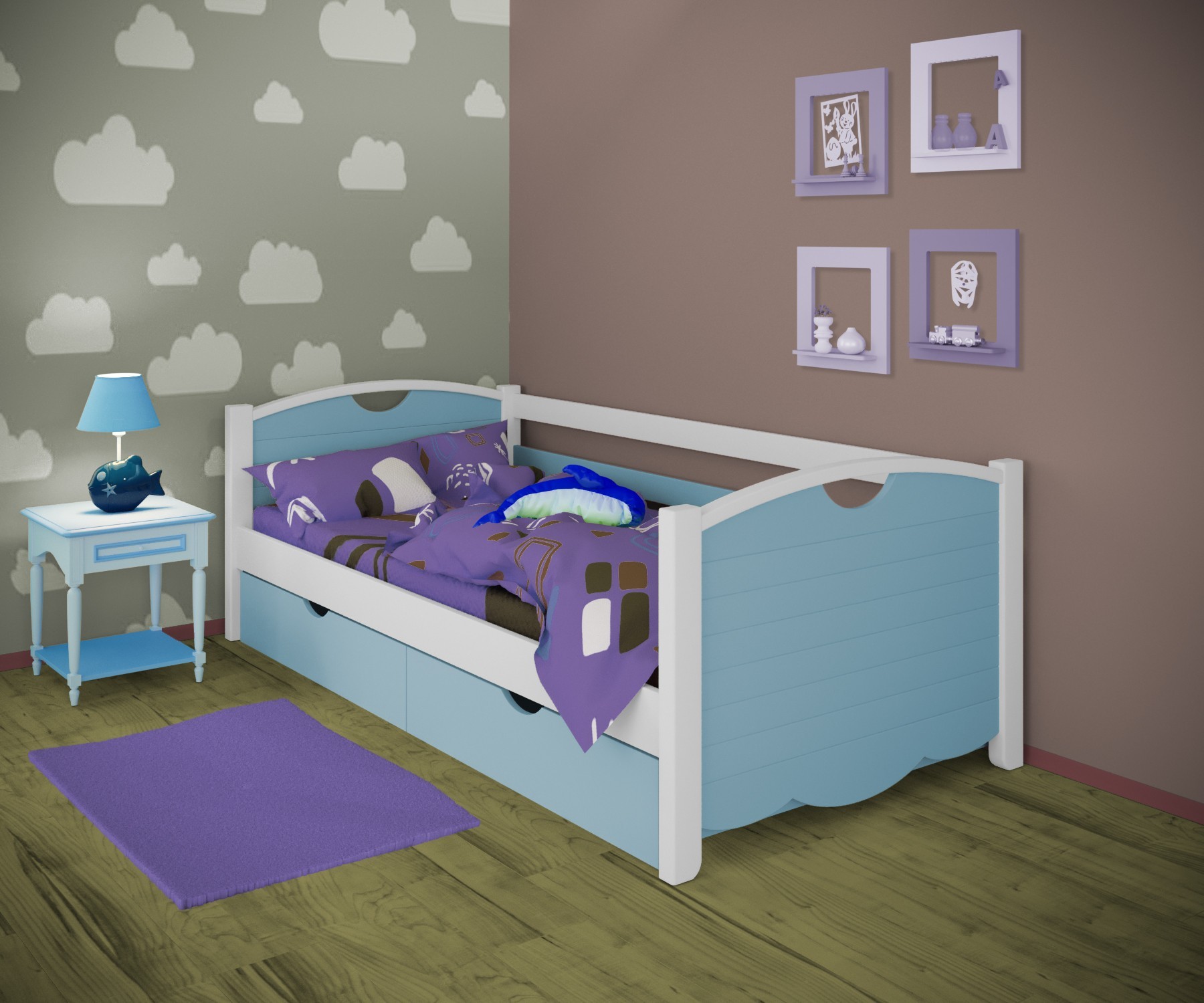 Кровать односпальная тахта RainbowDream Белла 90х190 см бело-голубой массив ольхи, с ящиками
Кровать односпальная тахта RainbowDream Белла 90х190 см бело-голубой массив ольхи, с ящиками