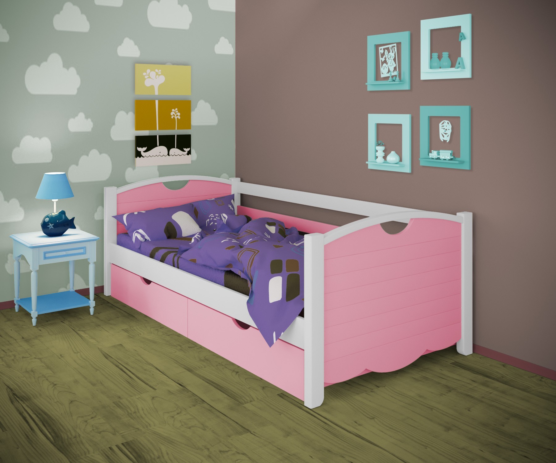 Кровать односпальная тахта RainbowDream Белла 90х190 см бело-розовый массив ольхи, с ящиками
Кровать односпальная тахта RainbowDream Белла 90х190 см бело-розовый массив ольхи, с ящиками