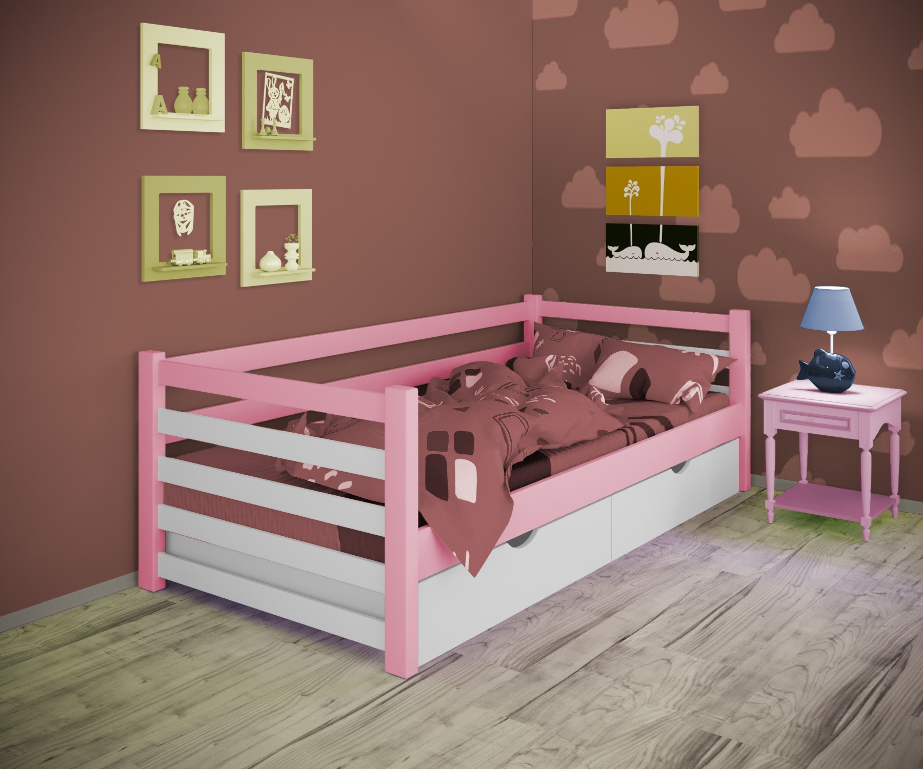 Кровать односпальная тахта RainbowDream Ламия 90х190 см бело-розовый массив ольхи, с ящиками
Кровать односпальная тахта RainbowDream Ламия 90х190 см бело-розовый массив ольхи, с ящиками