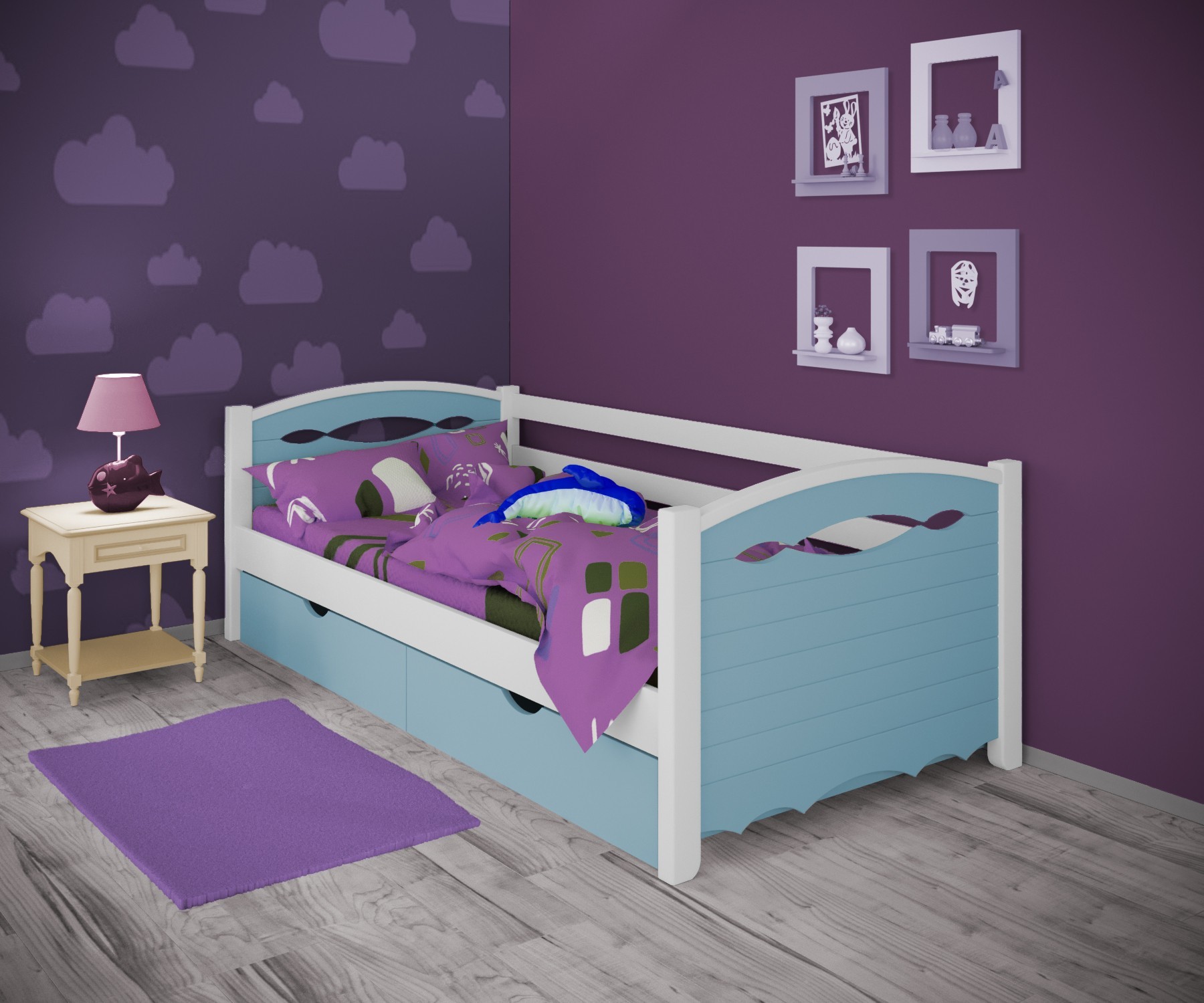 Кровать односпальная тахта RainbowDream Новус 90х190 см бело-голубой массив ольхи, с ящиками
Кровать односпальная тахта RainbowDream Новус 90х190 см бело-голубой массив ольхи, с ящиками