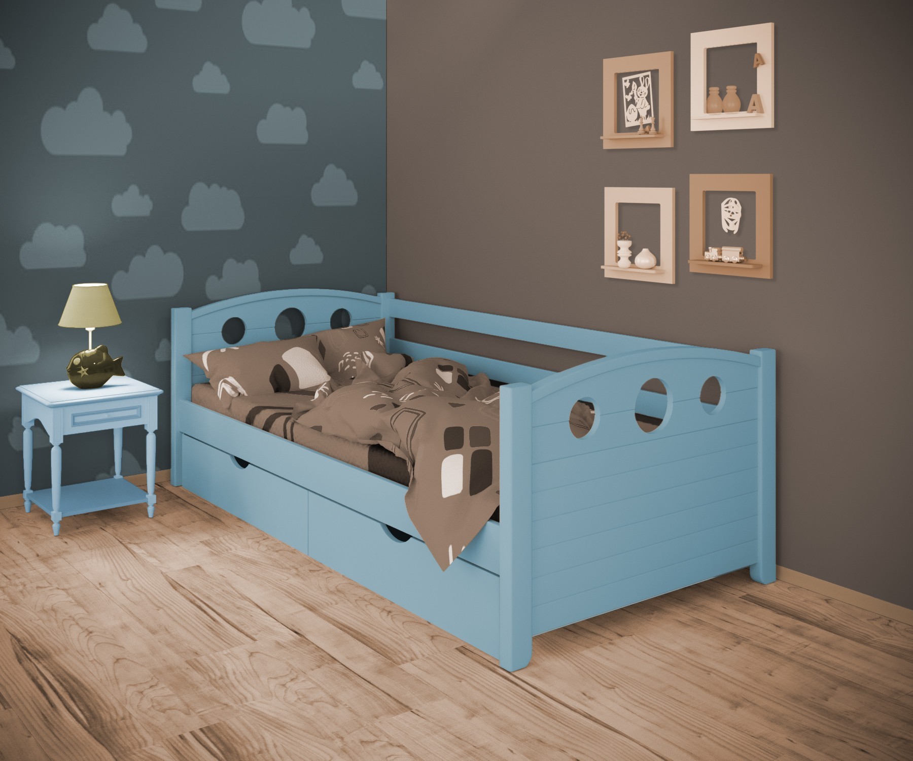 Кровать односпальная тахта RainbowDream Окки 90х190 см голубой массив ольхи, с ящиками
Кровать односпальная тахта RainbowDream Окки 90х190 см голубой массив ольхи, с ящиками