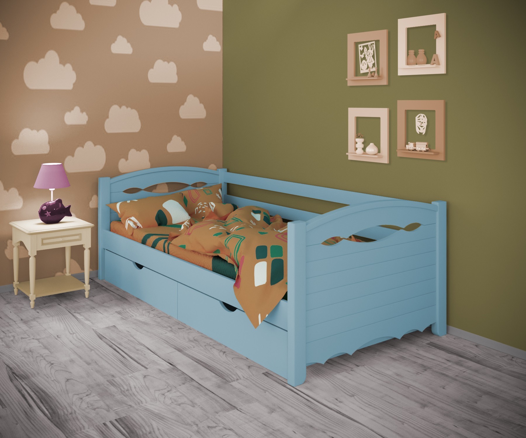 Кровать односпальная тахта RainbowDream Новус 90х190 см голубой массив ольхи, с ящиками
Кровать односпальная тахта RainbowDream Новус 90х190 см голубой массив ольхи, с ящиками