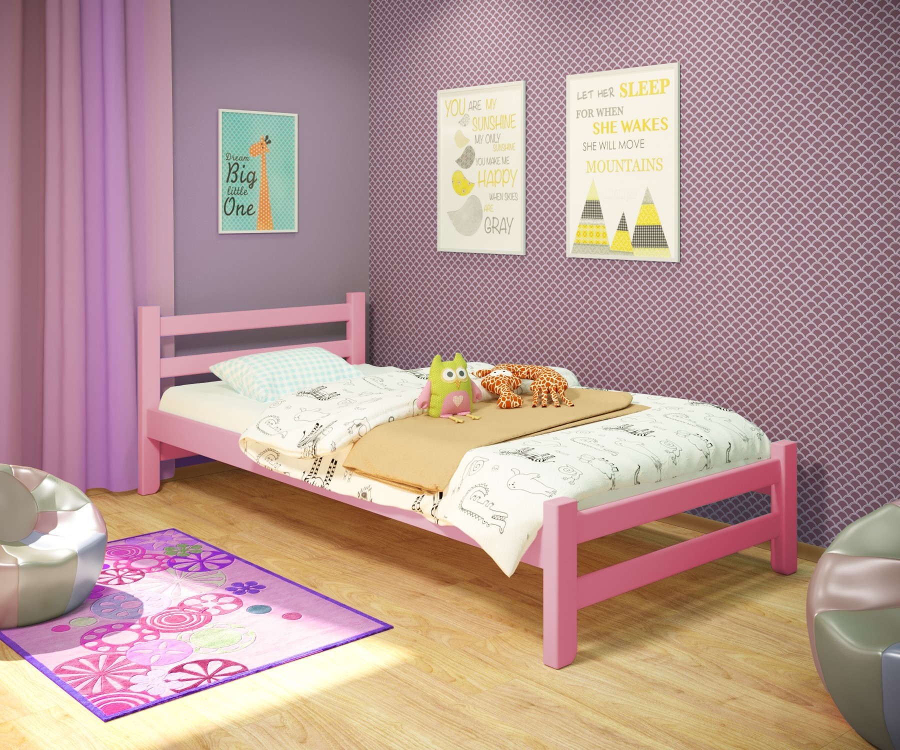 Кровать односпальная RainbowDream Томас 80х190 см розовый массив ольхи, без ящиков
Кровать односпальная RainbowDream Томас 80х190 см розовый массив ольхи, без ящиков