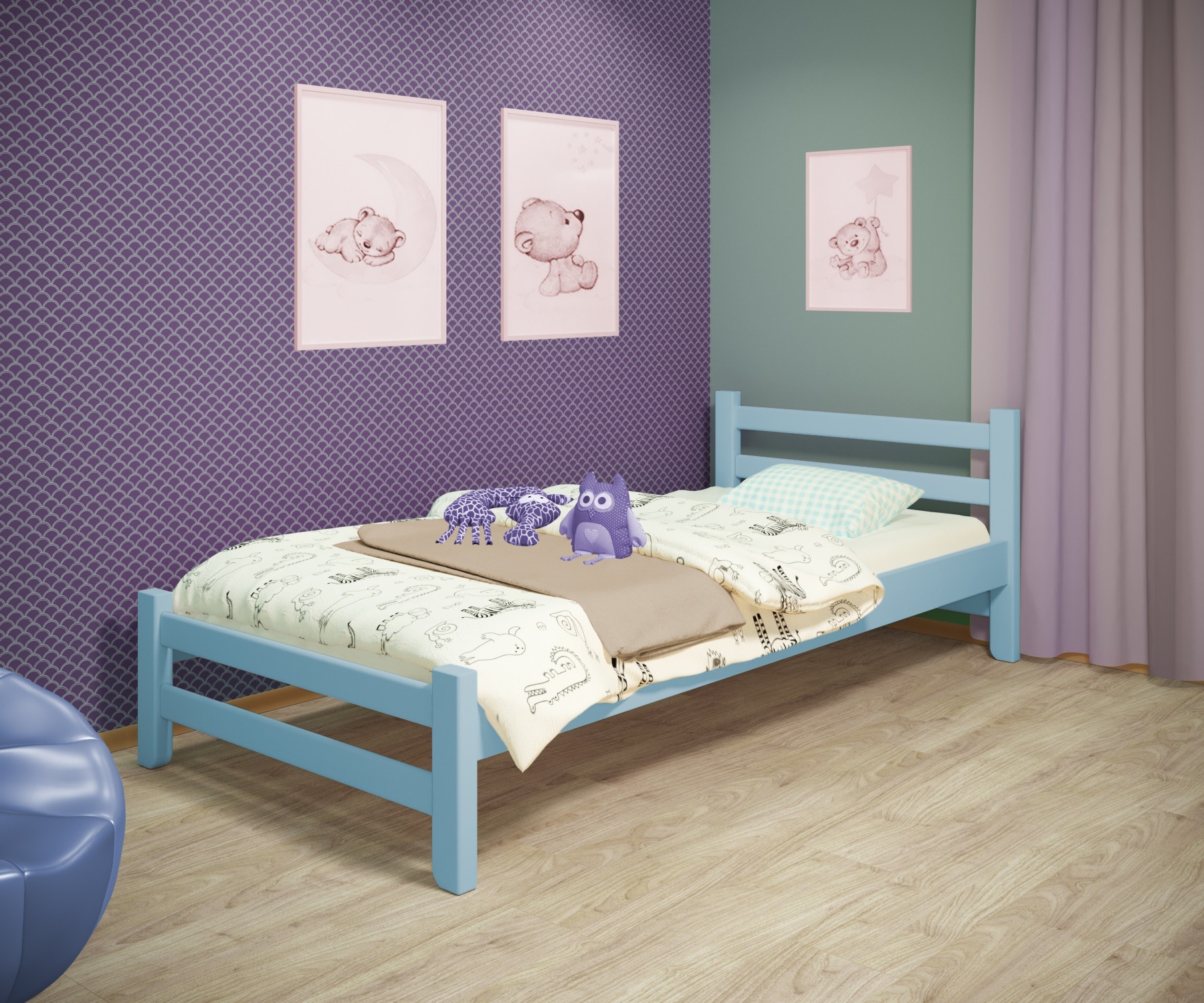 Кровать односпальная RainbowDream Томас 80х190 см голубой массив ольхи, без ящиков
Кровать односпальная RainbowDream Томас 80х190 см голубой массив ольхи, без ящиков