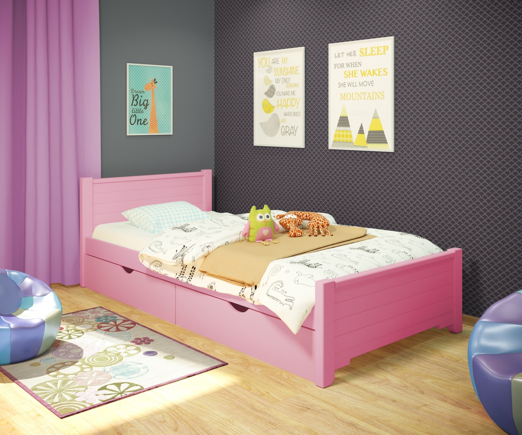 Кровать односпальная RainbowDream Фиронни 80х190 см розовый массив ольхи, с ящиками
Кровать односпальная RainbowDream Фиронни 80х190 см розовый массив ольхи, с ящиками