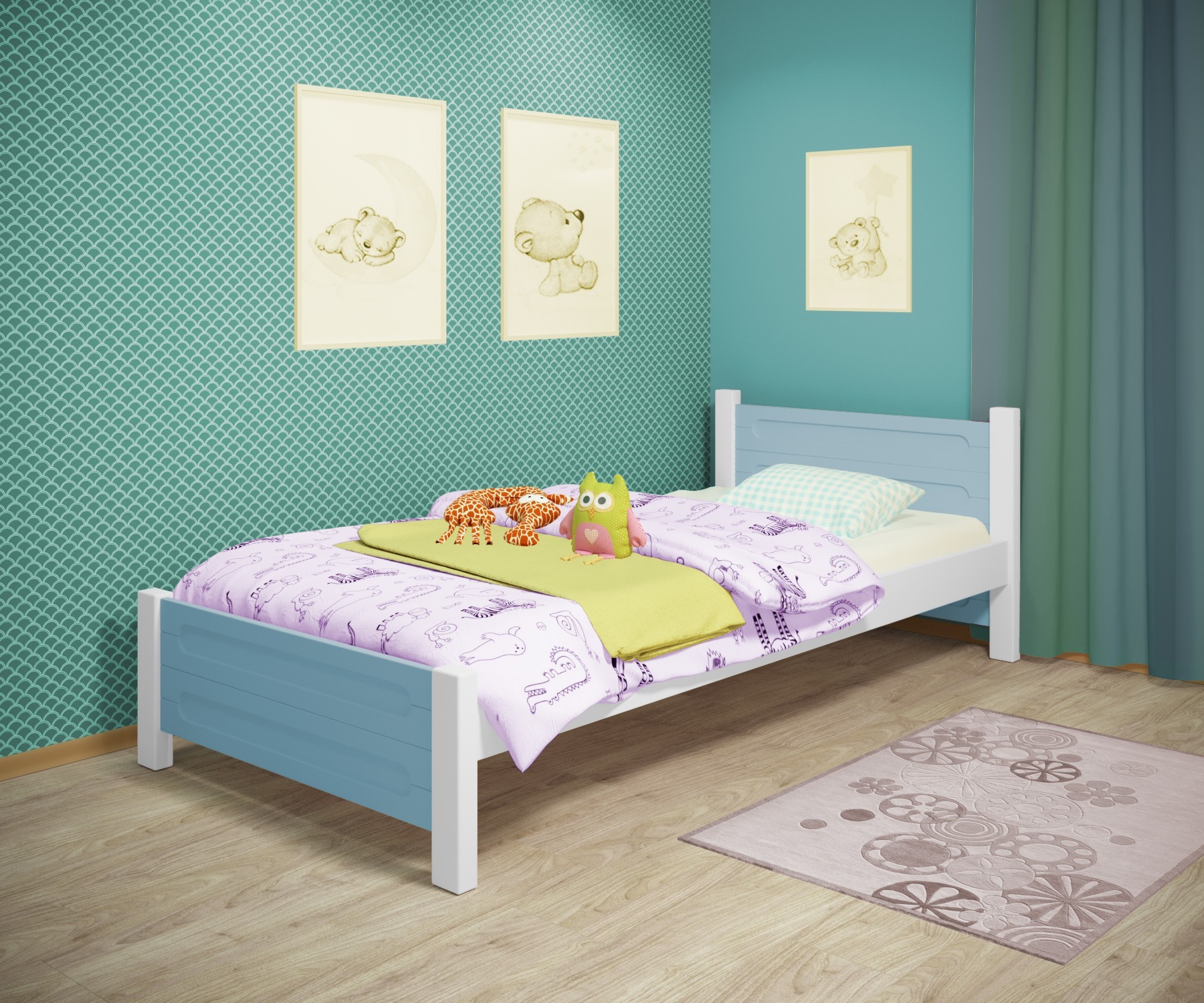 Кровать односпальная RainbowDream Йокка 80х190 см бело-голубой массив ольхи, без ящиков
Кровать односпальная RainbowDream Йокка 80х190 см бело-голубой массив ольхи, без ящиков
