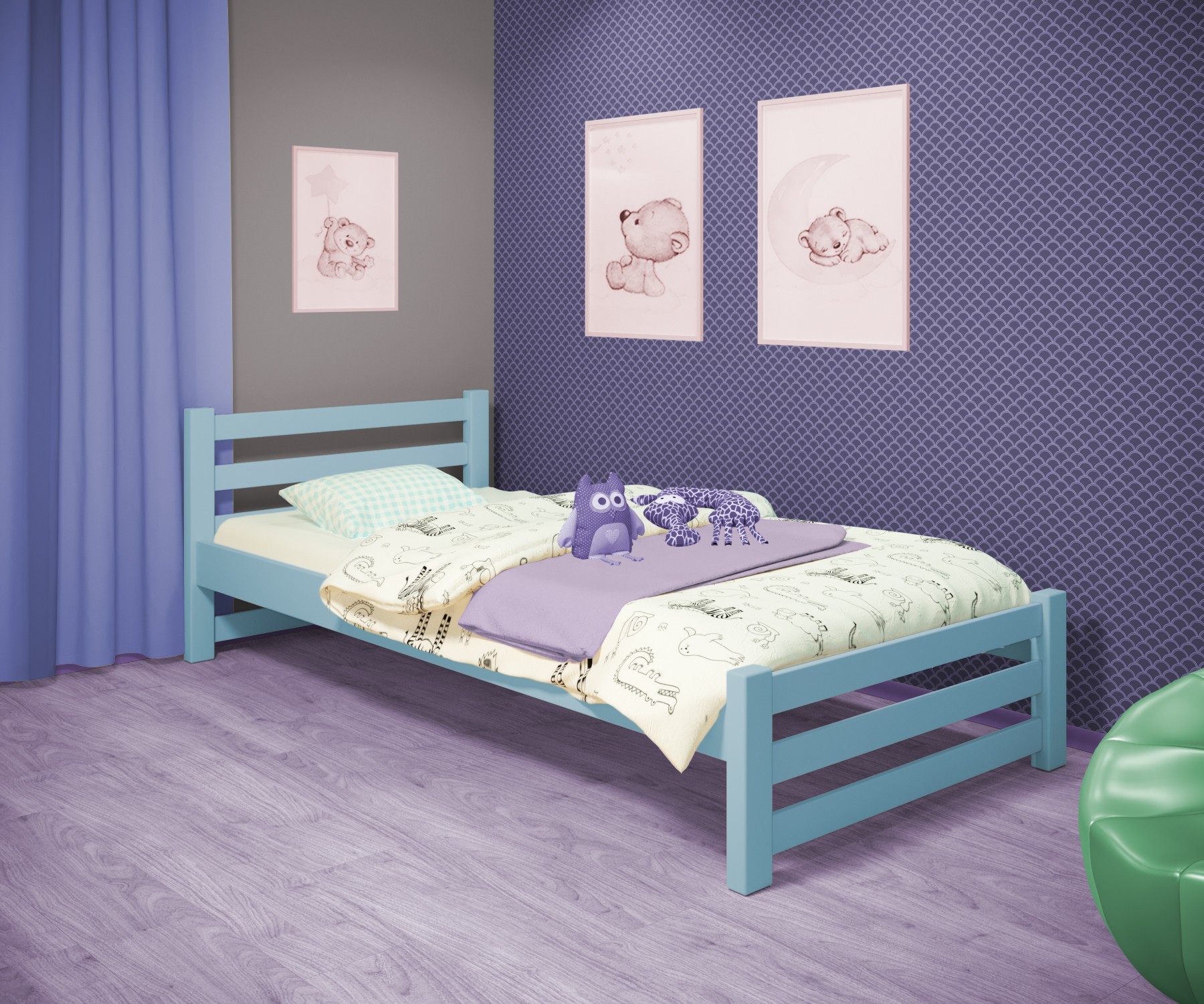 Кровать односпальная RainbowDream Ламия 90х200 см голубой массив ольхи, без ящиков
Кровать односпальная RainbowDream Ламия 90х200 см голубой массив ольхи, без ящиков