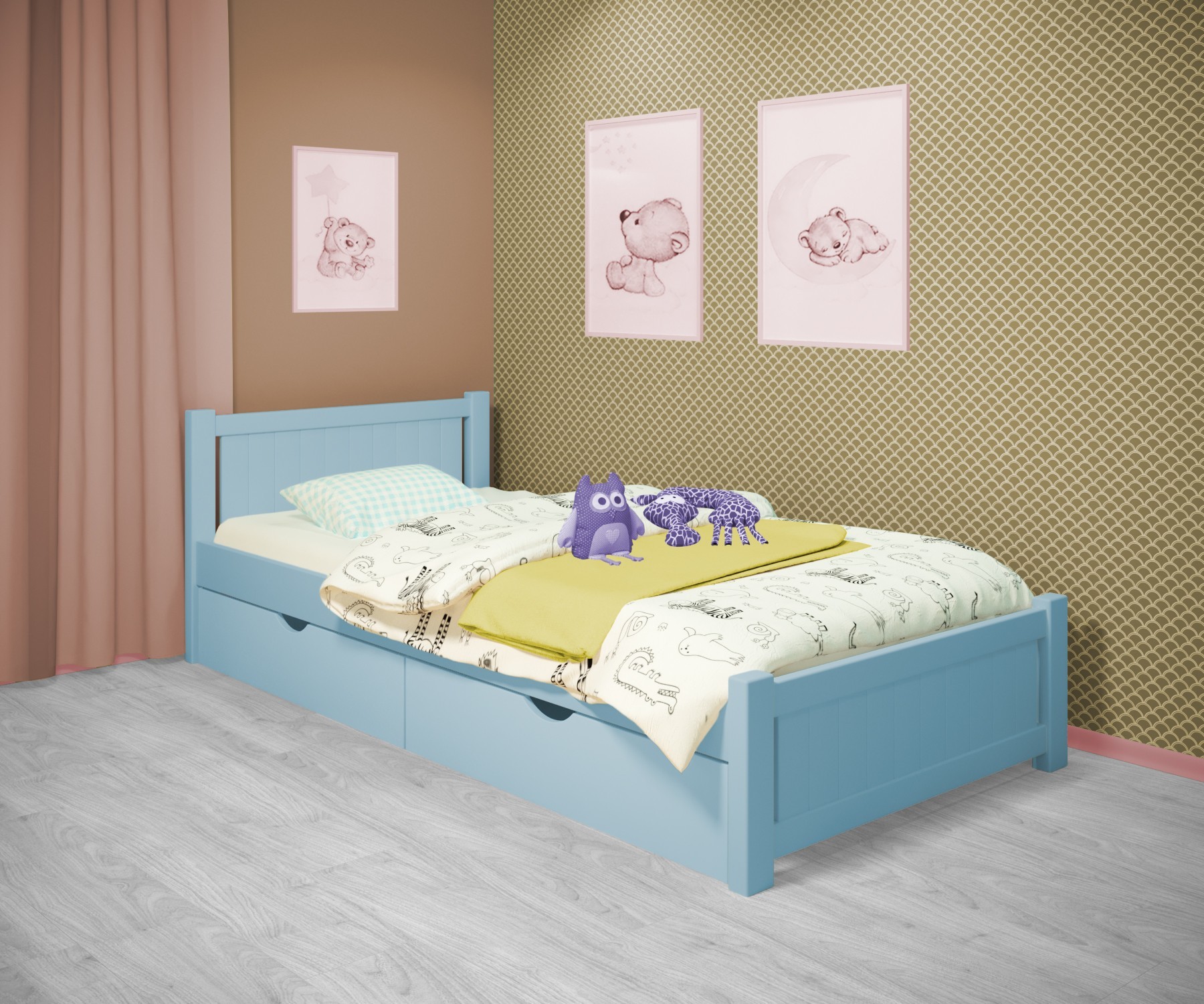 Кровать односпальная RainbowDream Лимонти 80х180 см голубой массив ольхи, с ящиками
Кровать односпальная RainbowDream Лимонти 80х180 см голубой массив ольхи, с ящиками