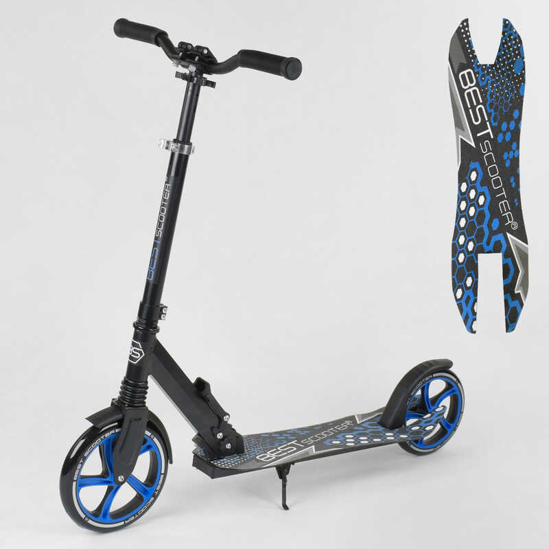 Самокат Best Scooter 49716 черно-синий, зажим руля, колеса PU - 22 см, заднее - 20 см, 1 амортизатор
Самокат Best Scooter 49716 черно-синий, зажим руля, колеса PU - 22 см, заднее - 20 см, 1 амортизатор