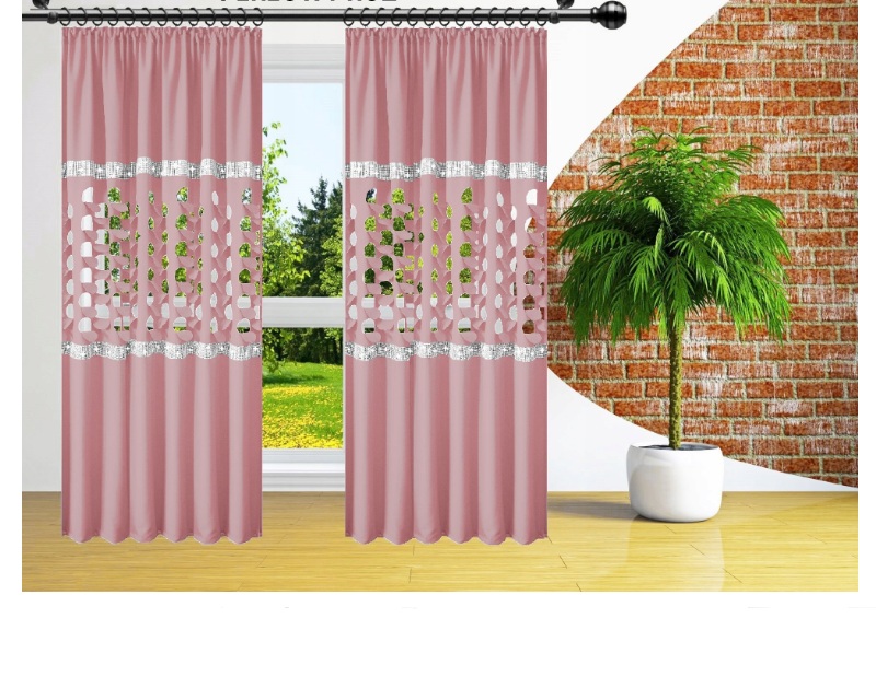 Резная штора лазерная резка 3D SYL-MAR с цирконами 250 х 140 см, розовая