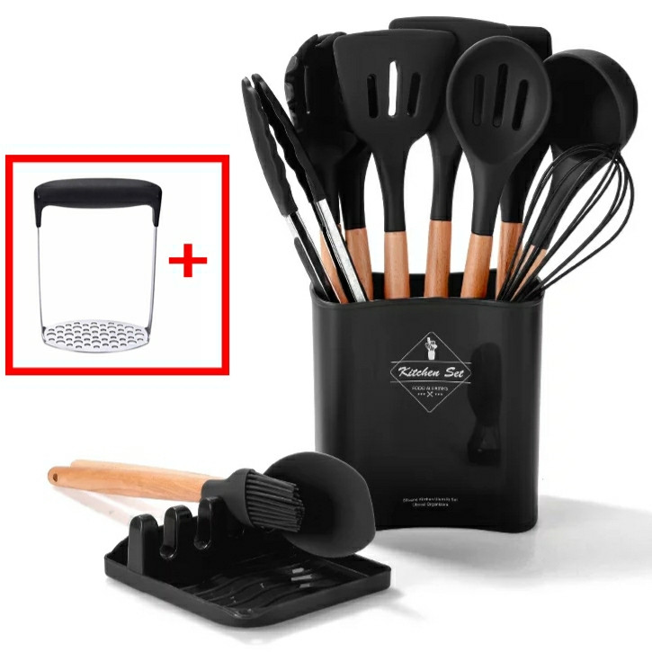 Силиконовый кухонный набор принадлежностей Kitchen Set 13 предметов + картофелемялка в подарок
Силиконовый кухонный набор принадлежностей Kitchen Set 13 предметов + картофелемялка в подарок