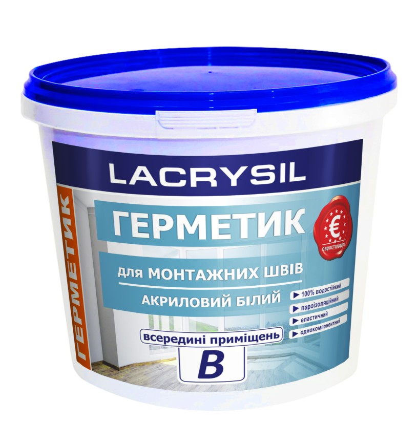 Герметик акриловый для монтажных швов Lacrysil В 7 кг Внутренний (для гидро паро изоляции)
Герметик акриловый для монтажных швов Lacrysil В 7 кг Внутренний (для гидро паро изоляции)