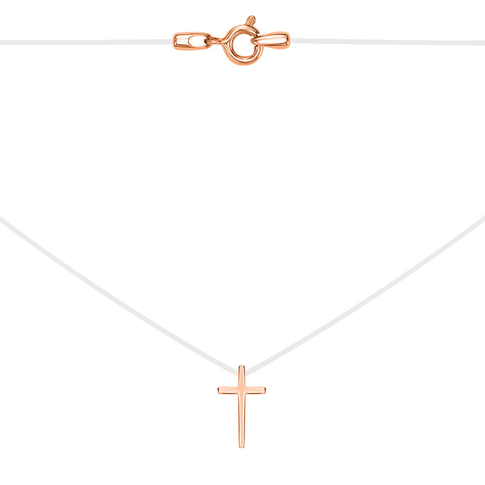 Колье на силиконовой нити с золотыми крестиком и замочком 000115624 40 размера 
Колье на силиконовой нити с золотыми крестиком и замочком 000115624 40 размера