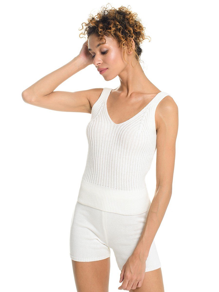 Хлопковый костюм на бретелях SVTR 42-44 Молоко 
Хлопковый костюм на бретелях SVTR 42-44 Молоко