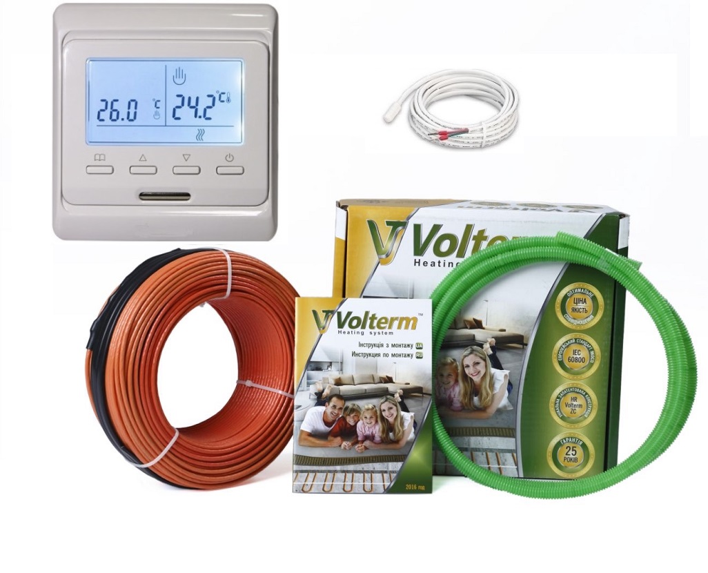 Двухжильный нагревательный кабель Volterm 11,5м²-14,4м²/2050Вт (115м) в комплекте с программируемым терморегулятором
Двухжильный нагревательный кабель Volterm 11,5м²-14,4м²/2050Вт (115м) в комплекте с программируемым терморегулятором