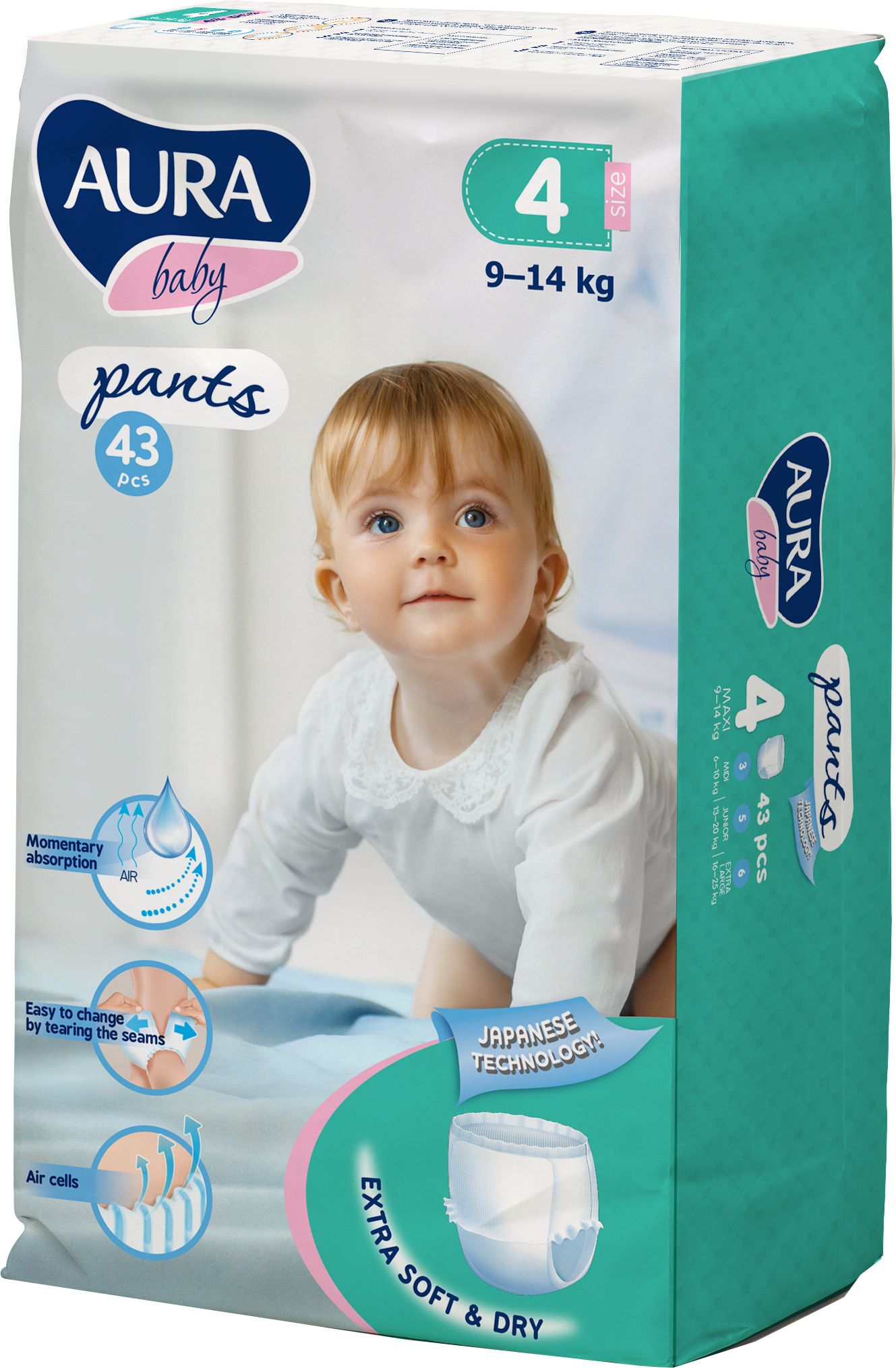 Трусики одноразовые для детей Aura Baby 4 L 9-14 кг jambo-pack 43 шт (4752171005099)
Трусики одноразовые для детей Aura Baby 4 L 9-14 кг jambo-pack 43 шт (4752171005099)