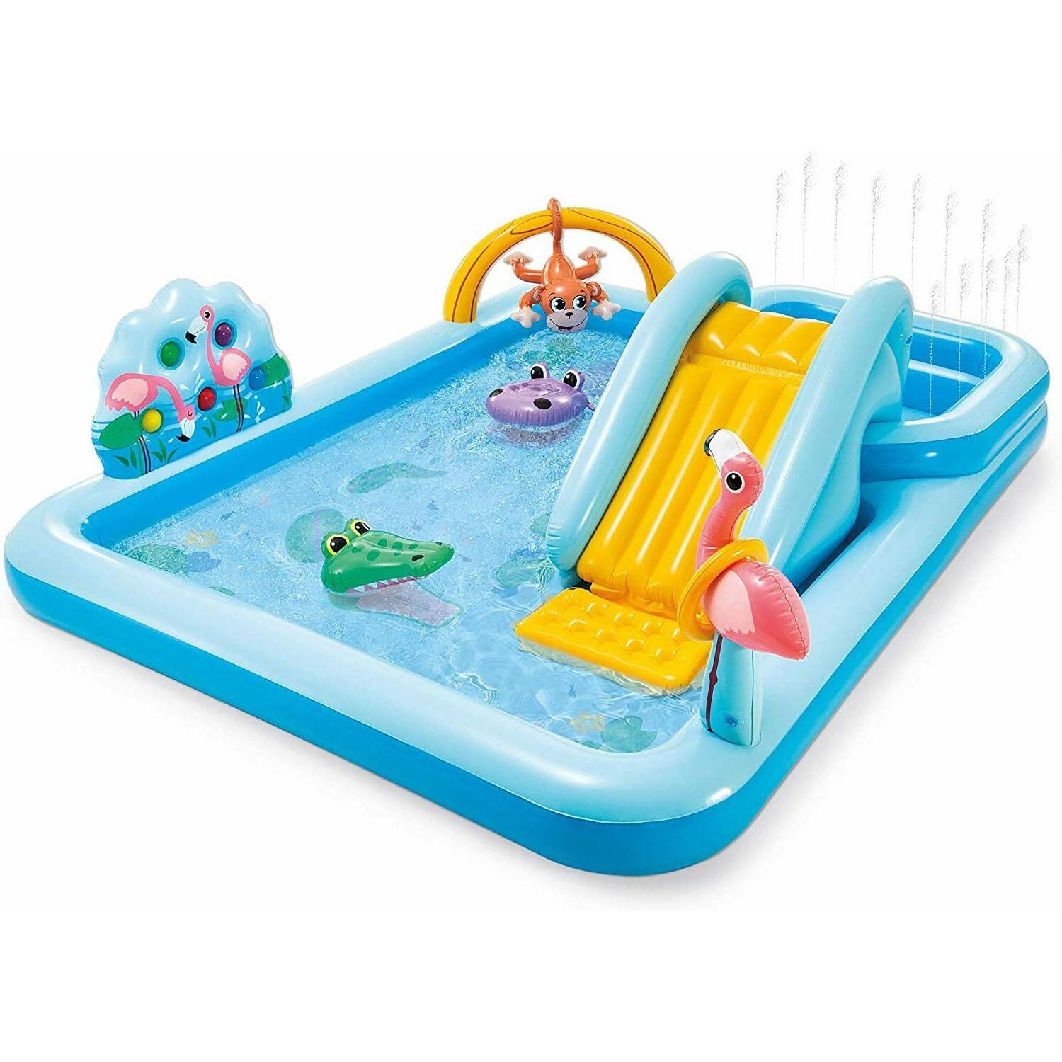 Надувной игровой центр Intex 57161 «Приключения джунглей», 244 x 198 x 71 см, с горкой,надувные пальмы, фламинго, обезьяна, игра в кольцо
Надувной игровой центр Intex 57161 «Приключения джунглей», 244 x 198 x 71 см, с горкой,надувные пальмы, фламинго, обезьяна, игра в кольцо