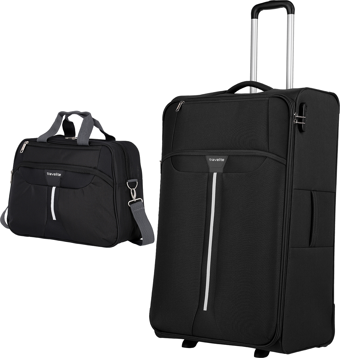 Чемодан Travelite SPEEDLINE/Black (+сумка 17л) на 2 колесах L (95л,3,3кг) (47x77x30см) TL092409-00
Чемодан Travelite SPEEDLINE/Black (+сумка 17л) на 2 колесах L (95л,3,3кг) (47x77x30см) TL092409-00