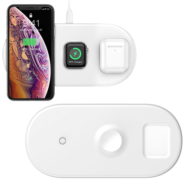 Беспроводное зарядное устройство BASEUS Smart 3 в 1 для Apple iPhone Apple Watch и AirPods White
Беспроводное зарядное устройство BASEUS Smart 3 в 1 для Apple iPhone Apple Watch и AirPods White