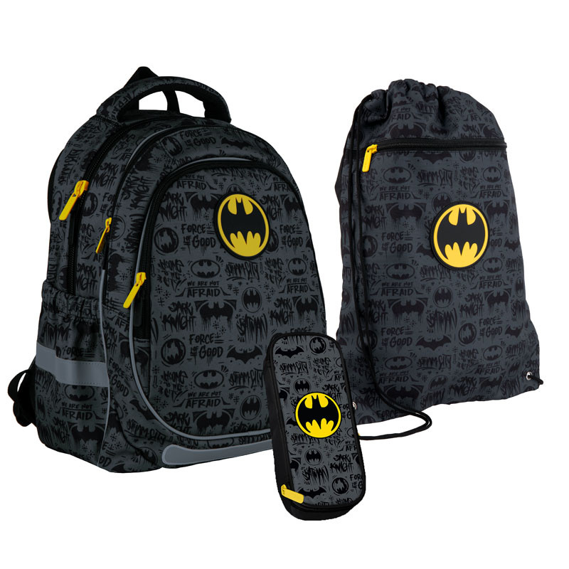 Набор Kite рюкзак + пенал + сумка для обуви Batman полукаркасный с ортопедической спинкой (990917)
Набор Kite рюкзак + пенал + сумка для обуви Batman полукаркасный с ортопедической спинкой (990917)