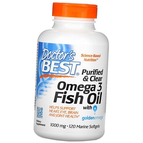 Очищенный рыбий жир, Омега 3, Purified & Clear Omega 3 Fish Oil, Doctor's Best 120гелкапс (67327006)
Очищенный рыбий жир, Омега 3, Purified & Clear Omega 3 Fish Oil, Doctor's Best 120гелкапс (67327006)