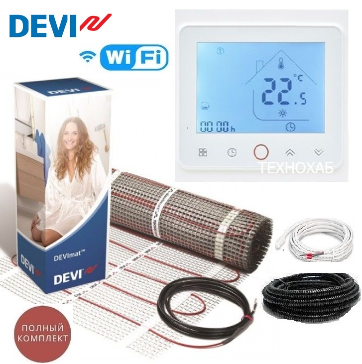 Теплый пол DEVI 0,5 м²/ 75Ват/ DTIR-150Вт/м² двухжильный нагревательный мат с сенсорным программируемым терморегулятором TWE02 Wi-Fi
Теплый пол DEVI 0,5 м²/ 75Ват/ DTIR-150Вт/м² двухжильный нагревательный мат с сенсорным программируемым терморегулятором TWE02 Wi-Fi