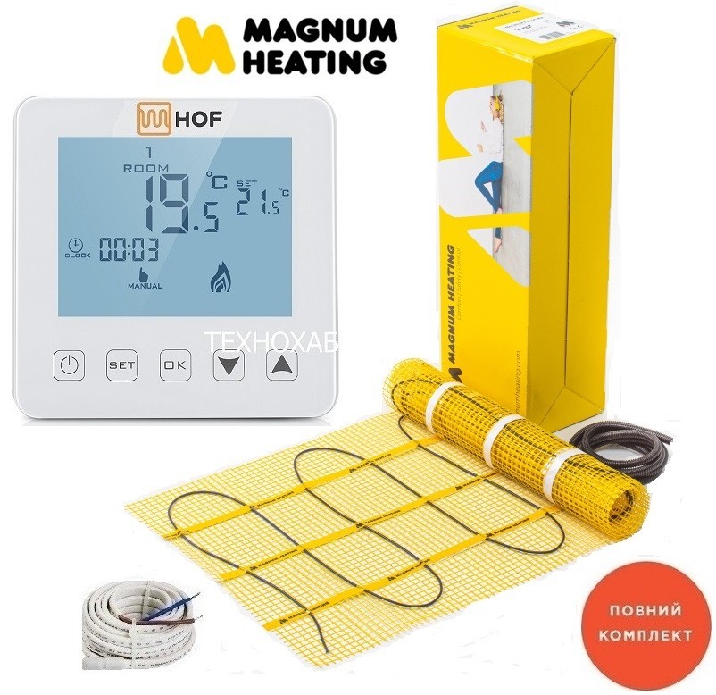 Теплый пол Magnum 1,5м²/ 225Ват/ 150Вт/м² электрический греющий мат под плитку с сенсорным программируемым терморегулятором HOF sen
Теплый пол Magnum 1,5м²/ 225Ват/ 150Вт/м² электрический греющий мат под плитку с сенсорным программируемым терморегулятором HOF sen