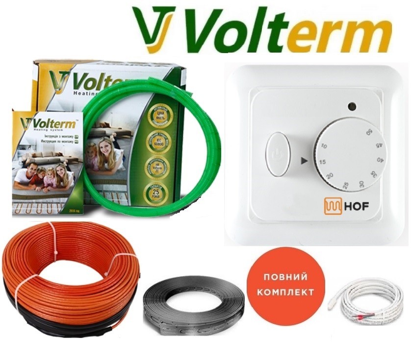 Кабельный теплый пол Volterm 2,7м²-3,4м²/480Вт (27м) электрический тонкий нагревательный кабель под плитку HR 18Вт/м с механическим терморегулятором HOF 320
Кабельный теплый пол Volterm 2,7м²-3,4м²/480Вт (27м) электрический тонкий нагревательный кабель под плитку HR 18Вт/м с механическим терморегулятором HOF 320