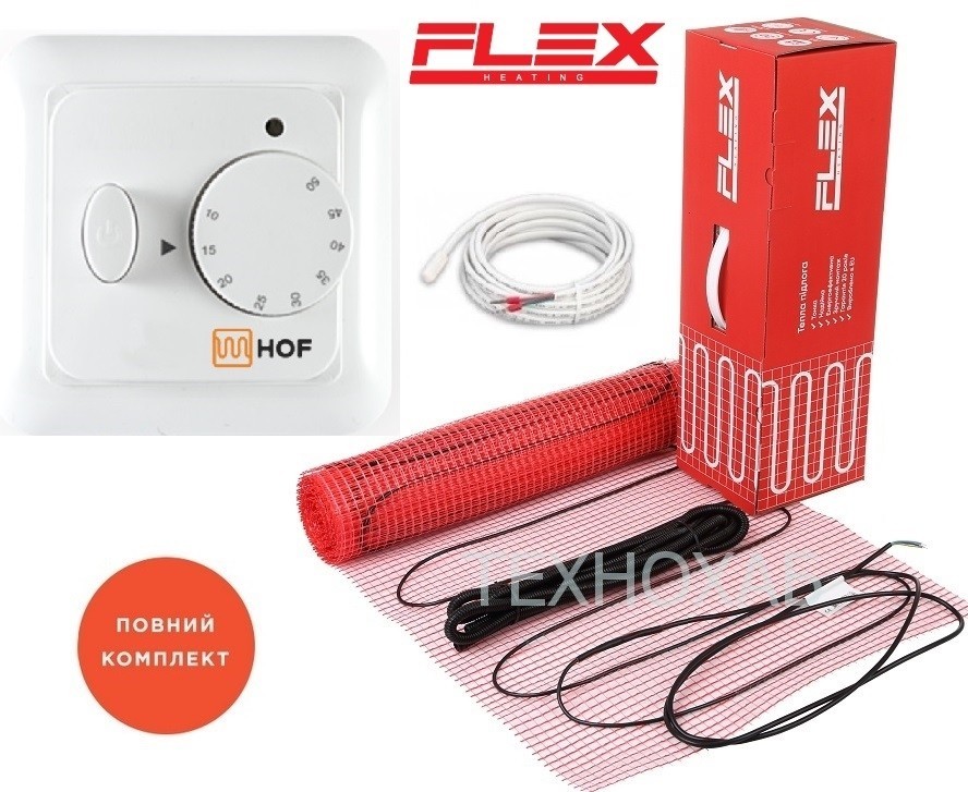 Нагревательный мат Flex EHM 1,5м²/262,5Вт/ 175Вт/м² электрический теплый пол под плитку с механическим терморегулятором HOF 320
Нагревательный мат Flex EHM 1,5м²/262,5Вт/ 175Вт/м² электрический теплый пол под плитку с механическим терморегулятором HOF 320