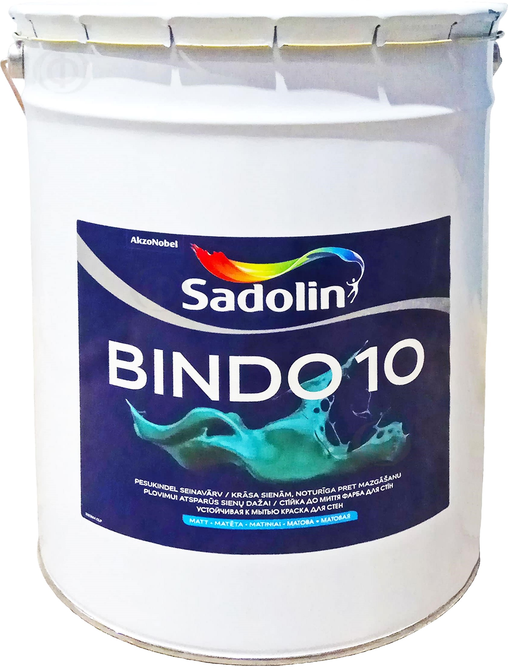 Краска Sadolin Bindo 10 - матовая акриловая краска для стен, белая, BW, 20 л (5251555)
Краска Sadolin Bindo 10 - матовая акриловая краска для стен, белая, BW, 20 л (5251555)