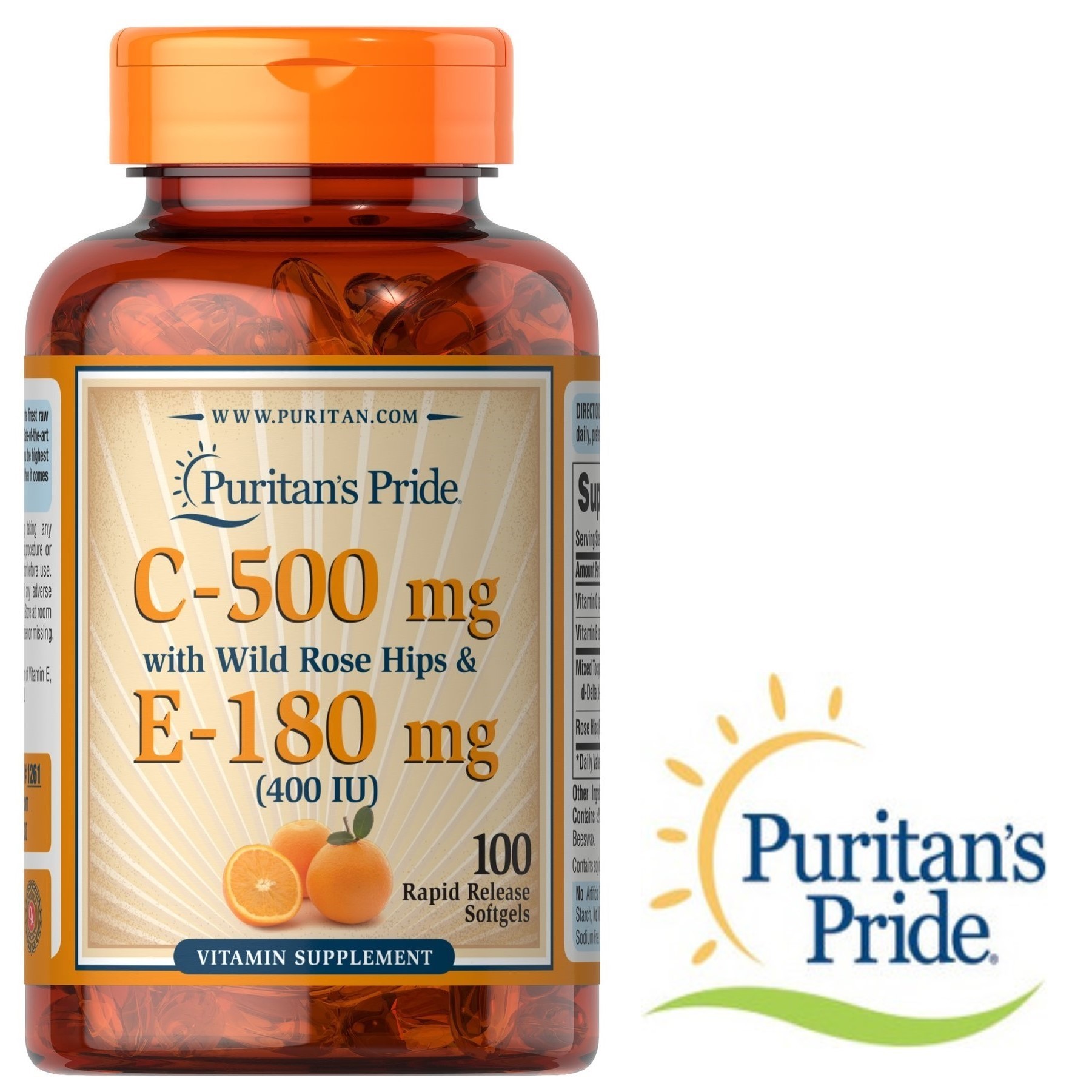 Витамины Puritan's Pride C-500 мг с Шиповником & E-180 мг (400 IU) 100 гелевых капсул 1523
Витамины Puritan's Pride C-500 мг с Шиповником & E-180 мг (400 IU) 100 гелевых капсул 1523