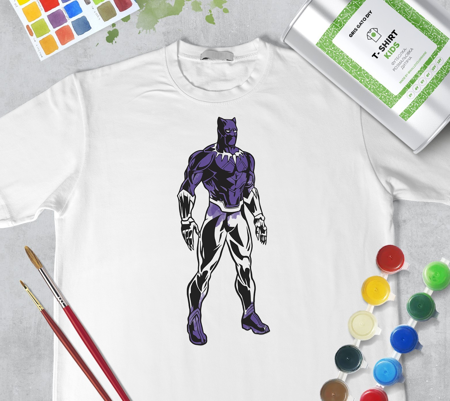 Набор для рисования для мальчиков "Черная Пантера" Black Panther" Футболка-раскраска белая (+краски и 2 кисточки) WallZoo 128см 7-8 лет
Набор для рисования для мальчиков "Черная Пантера" Black Panther" Футболка-раскраска белая (+краски и 2 кисточки) WallZoo 128см 7-8 лет