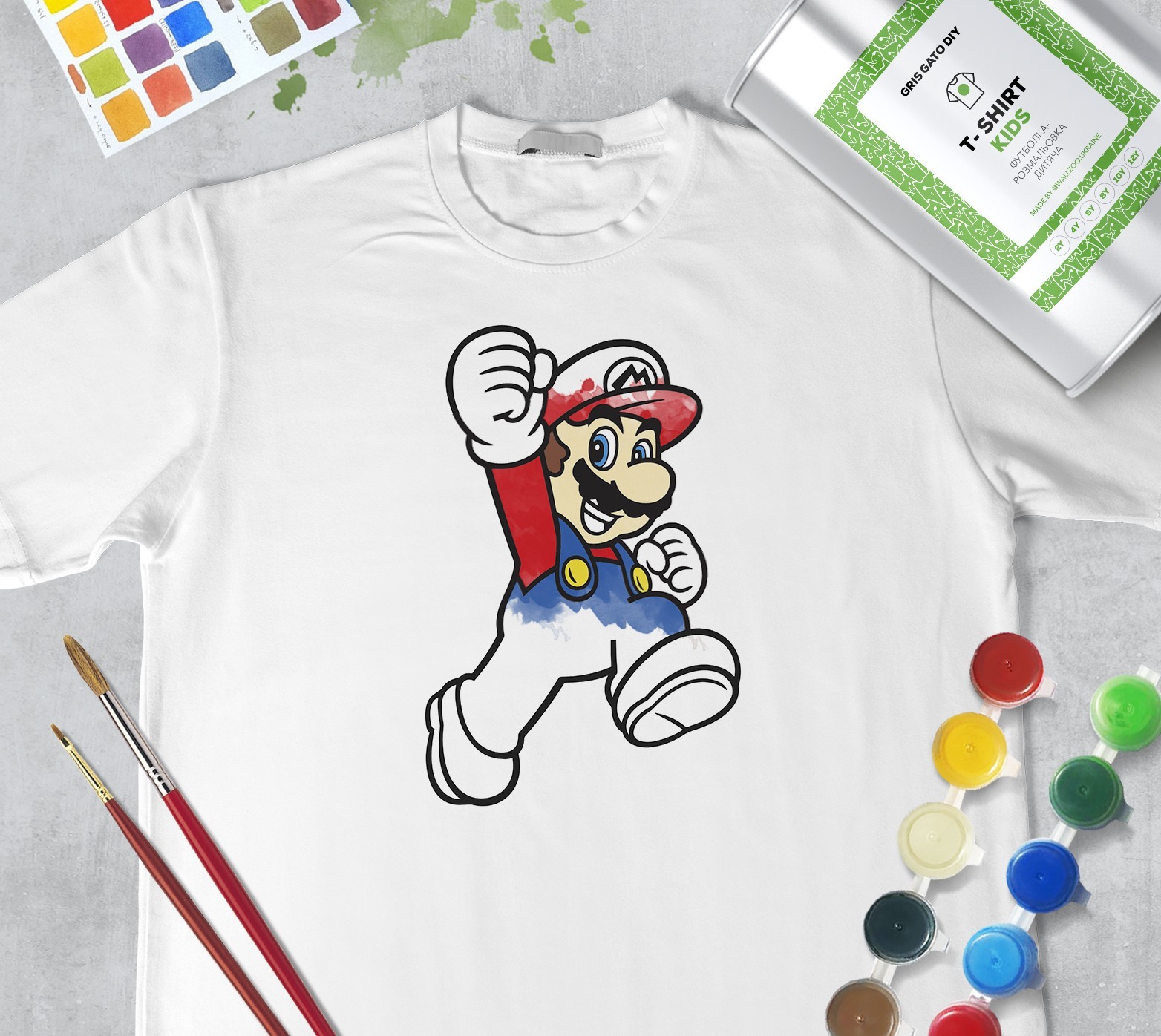 Набор для рисования для мальчиков "Марио" Mario" Футболка-раскраска белая (+краски и 2 кисточки) WallZoo 128см 7-8 лет
Набор для рисования для мальчиков "Марио" Mario" Футболка-раскраска белая (+краски и 2 кисточки) WallZoo 128см 7-8 лет