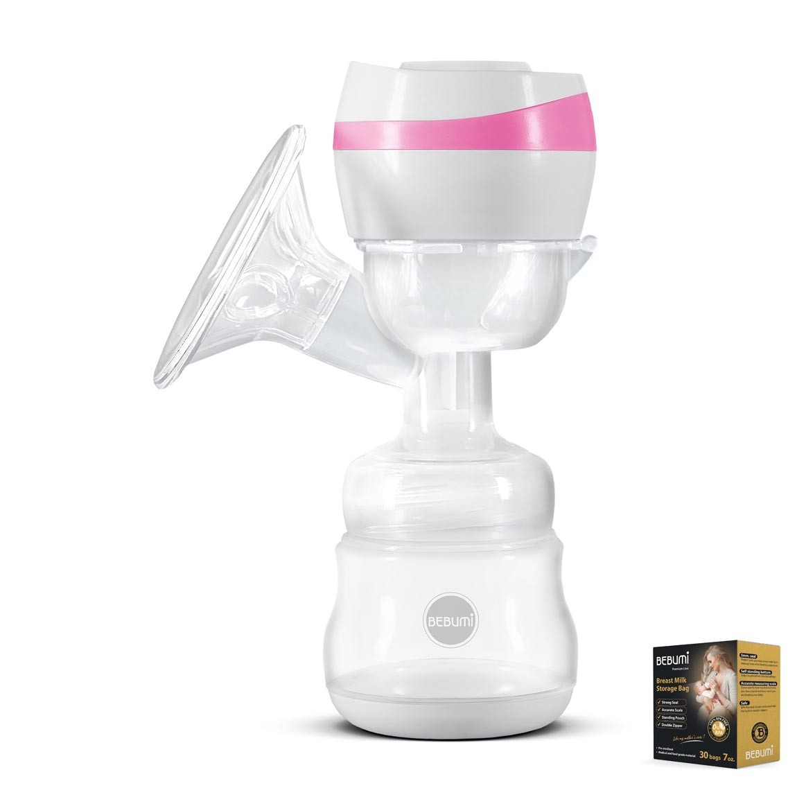 Электрический двухфазный молокоотсос Bebumi BS1 (pink) с силиконовой соской + пакеты для хранения грудного молока Bebumi Pro 30 штук
Электрический двухфазный молокоотсос Bebumi BS1 (pink) с силиконовой соской + пакеты для хранения грудного молока Bebumi Pro 30 штук