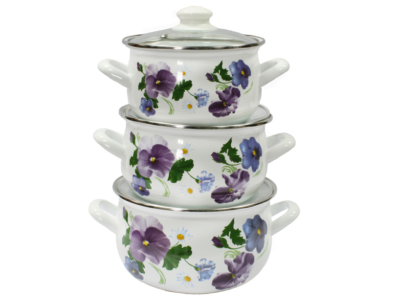 Набор кастрюль эмалированных Interos Фиалка 3 пр. (2999) 
Набор кастрюль эмалированных Interos Фиалка 3 пр. (2999)