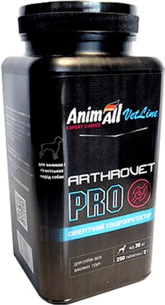 Витаминная добавка AnimAll VetLine Arthrovet PRO для крупных пород собак 2 г х 250 т.
Витаминная добавка AnimAll VetLine Arthrovet PRO для крупных пород собак 2 г х 250 т.