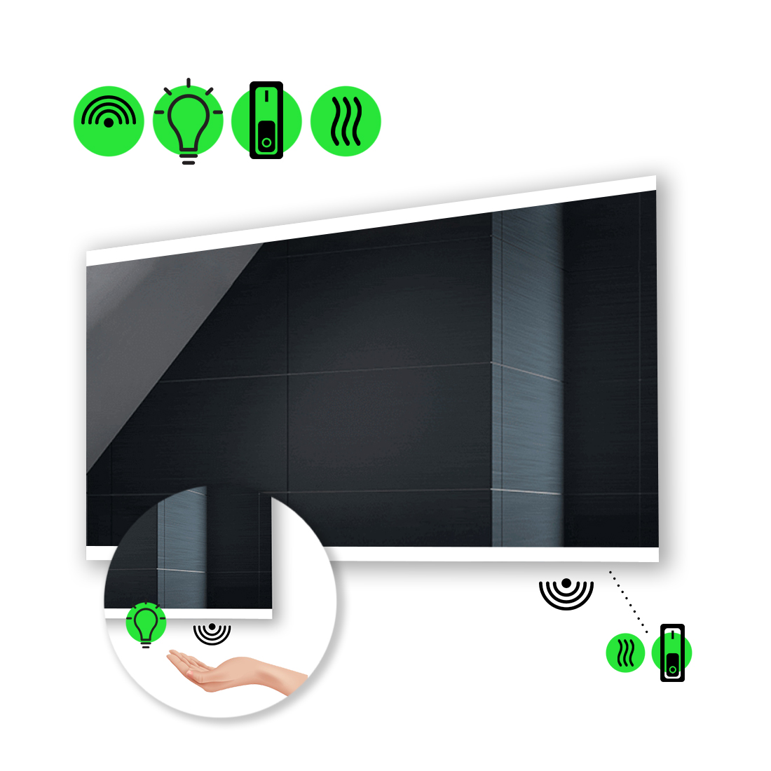 Зеркало Ines с Led-подсветкой, ИК включателем, с подогревом с механическим выключателем 80x60 см
Зеркало Ines с Led-подсветкой, ИК включателем, с подогревом с механическим выключателем 80x60 см