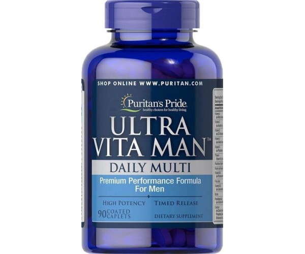 Вітаміни для чоловіків Ultra Vita Man Daily Multi Puritan's Pride 90 каплет (PP086)
Вітаміни для чоловіків Ultra Vita Man Daily Multi Puritan's Pride 90 каплет (PP086)