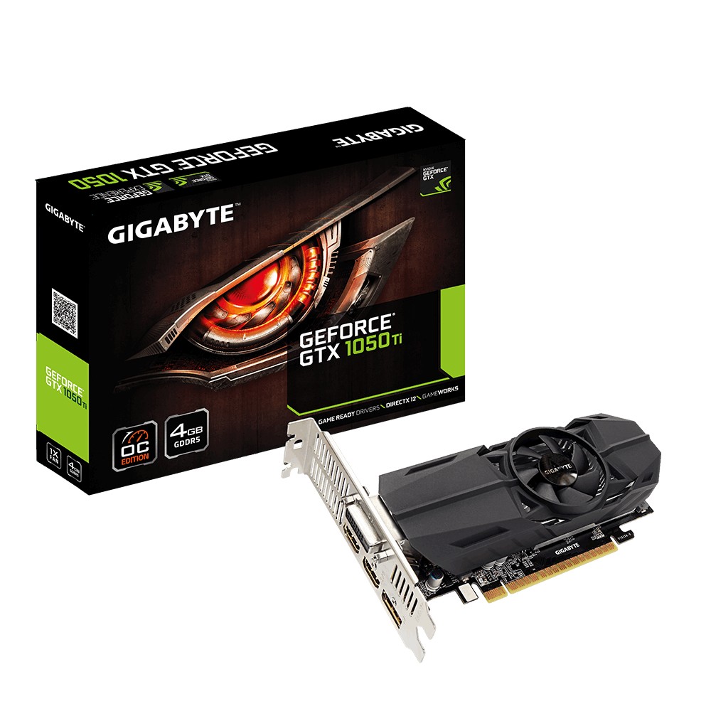 Видеокарта Gigabyte, GeForce GTX1050Ti, OC, 4Gb GDDR5, 128-bit, DVI/2xHDMI/DP, 1442/7008 MHz, Low Profile (GV-N105TOC-4GL)
Видеокарта Gigabyte, GeForce GTX1050Ti, OC, 4Gb GDDR5, 128-bit, DVI/2xHDMI/DP, 1442/7008 MHz, Low Profile (GV-N105TOC-4GL)