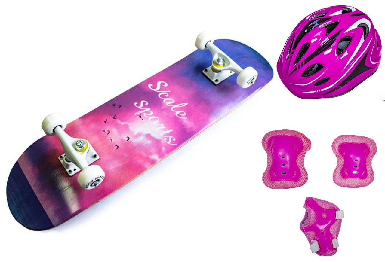 Скейтборд деревянный Scale Sports Blue pink sky с комплектом защиты розовый цвет
Скейтборд деревянный Scale Sports Blue pink sky с комплектом защиты розовый цвет