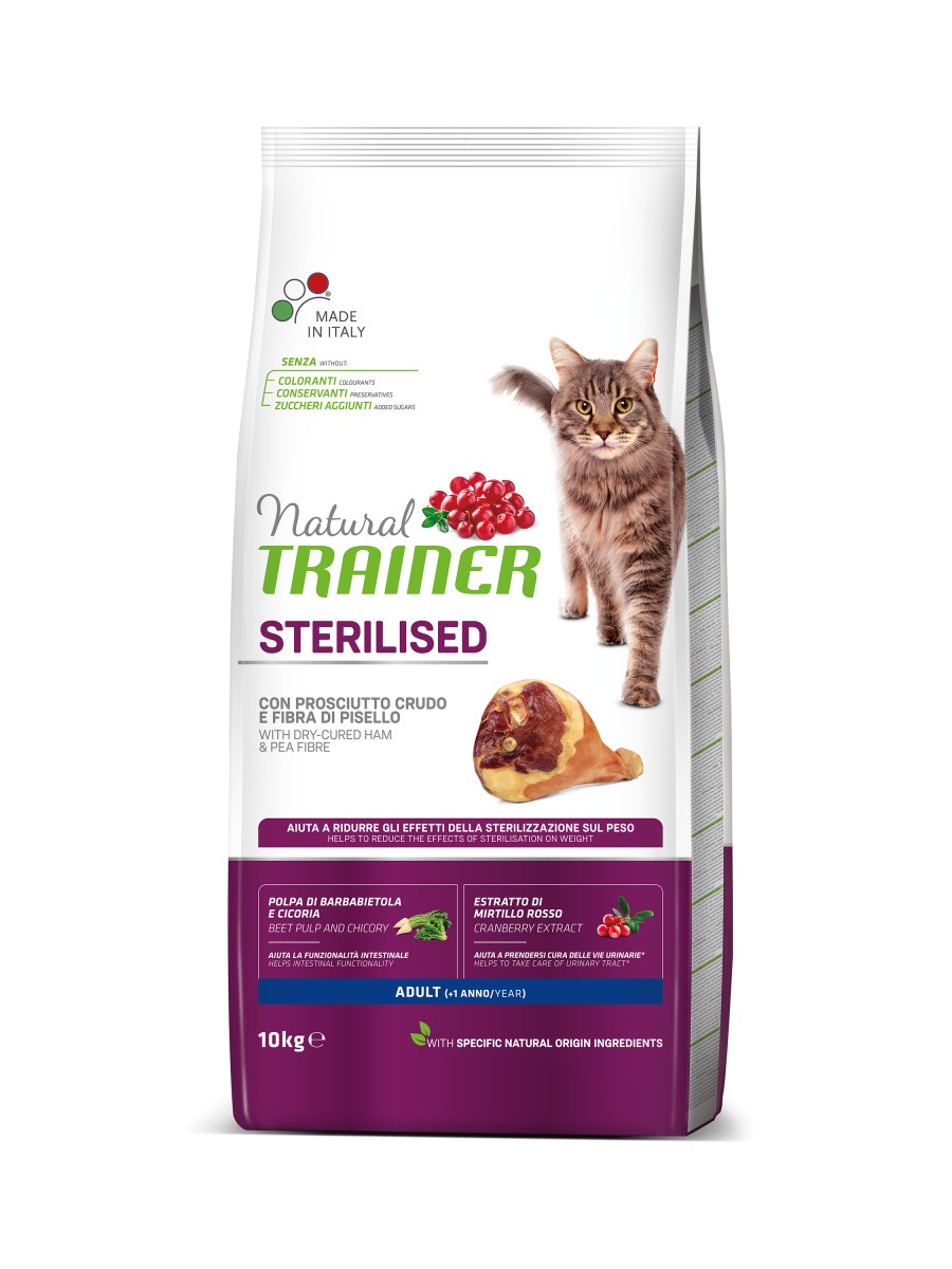 Сухий корм для кішок Trainer Natural Super Premium Adult Sterilised with dry-cured ham 10 кг з сиров'яленою шинкою
Сухий корм для кішок Trainer Natural Super Premium Adult Sterilised with dry-cured ham 10 кг з сиров'яленою шинкою
