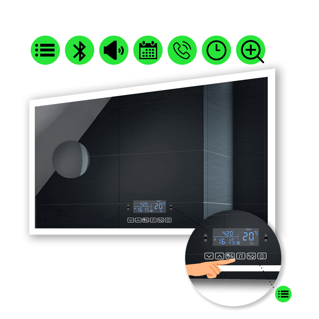 Зеркало Simphony с Led-подсветкой, с мультиблоком, с линзой без подсветки 140x100 см
Зеркало Simphony с Led-подсветкой, с мультиблоком, с линзой без подсветки 140x100 см