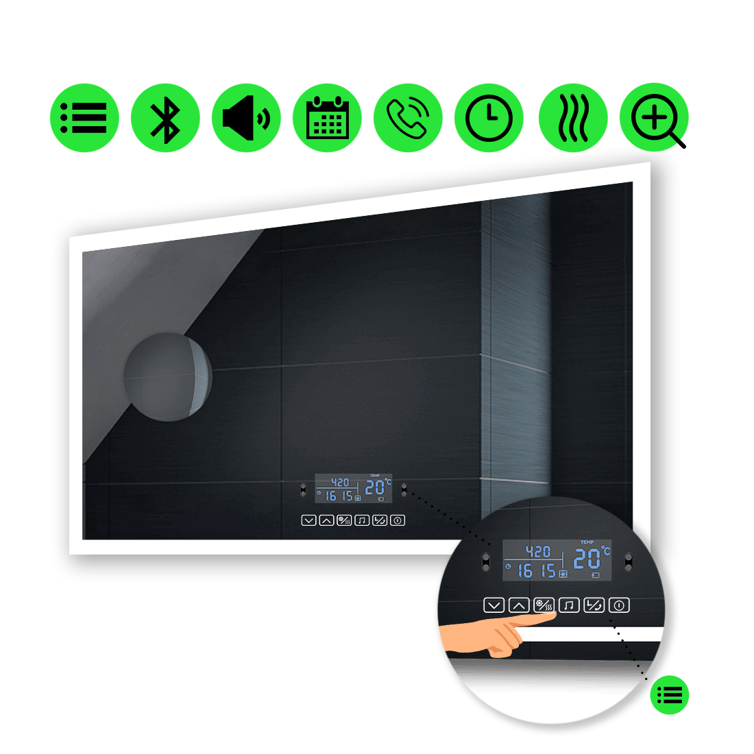 Зеркало Simphony с Led-подсветкой,с мультиблоком, линзой без подсветки, подогревом 120x100 см
Зеркало Simphony с Led-подсветкой,с мультиблоком, линзой без подсветки, подогревом 120x100 см