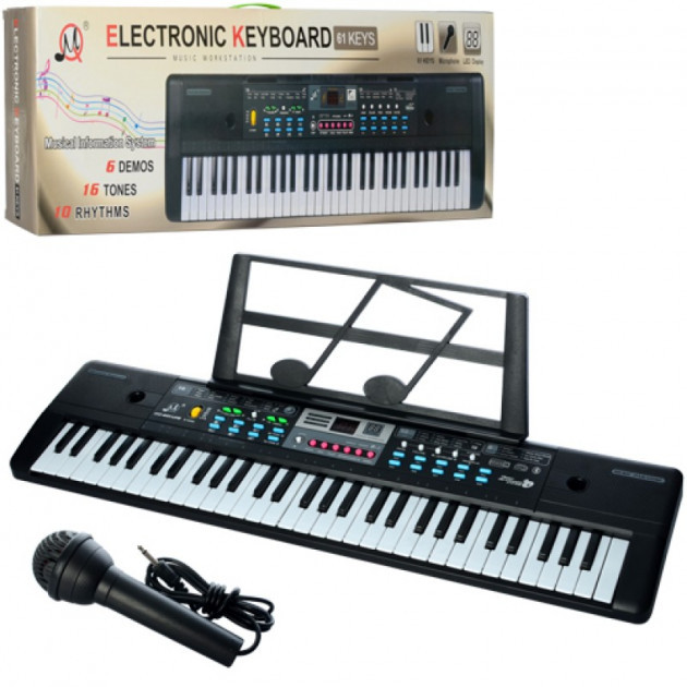 Детское пианино Music, музыкальный инструмент Синтезатор с микрофоном (МQ-6111), 61 клавиша, чёрный
Детское пианино Music, музыкальный инструмент Синтезатор с микрофоном (МQ-6111), 61 клавиша, чёрный