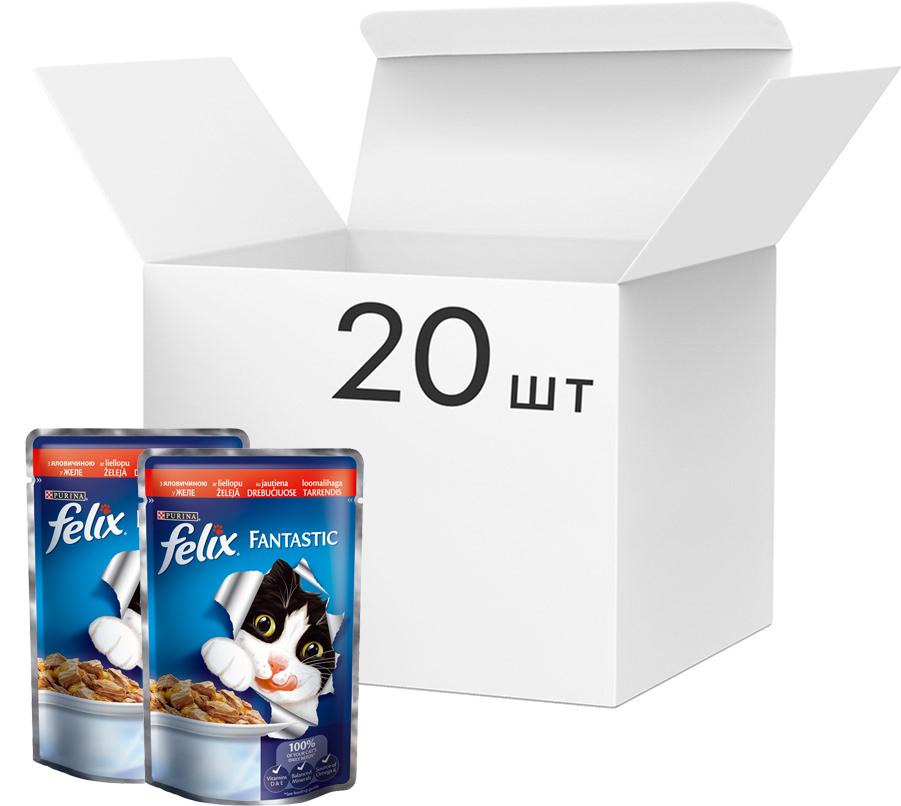 Упаковка Влажного корма для кошек Purina Felix Fantastic в желе с говядиной 20 шт по 100 г
Упаковка Влажного корма для кошек Purina Felix Fantastic в желе с говядиной 20 шт по 100 г