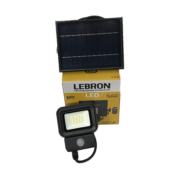 Прожектор на солнечных батареях и датчиком движения LEBRON LF-10Solar, 10W LED, 700Lm, 6500К (4414)
Прожектор на солнечных батареях и датчиком движения LEBRON LF-10Solar, 10W LED, 700Lm, 6500К (4414)