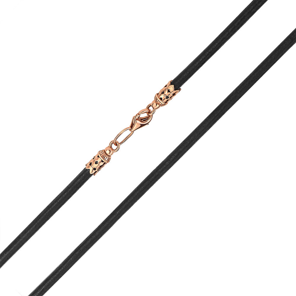 Ювелирный шнурок из натуральной кожи с застежкой из красного золота. 3 мм 000142354 50 размера
Ювелирный шнурок из натуральной кожи с застежкой из красного золота. 3 мм 000142354 50 размера