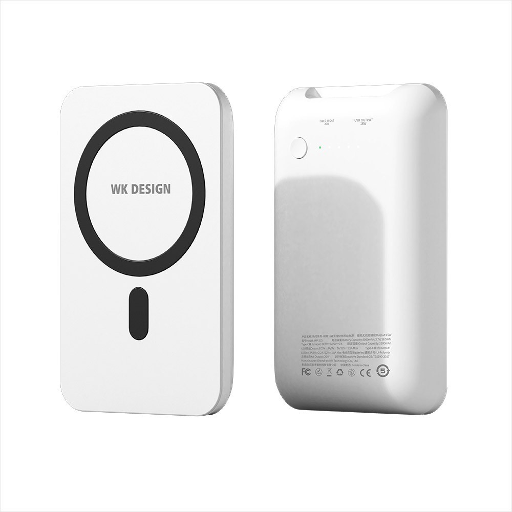 Беспроводной повербанк WK Design Magnet 5000mAh Wireless Power Bank White (WP-215)
Беспроводной повербанк WK Design Magnet 5000mAh Wireless Power Bank White (WP-215)